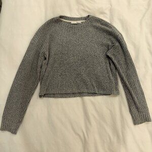 Wilfred Free Aritzia Grey Ribbed Crew Neck Sweater